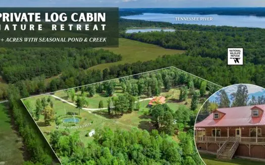 Log Home for Sale Bordering State Wildlife Refuge near TN River