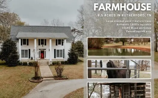 West TN Historic Home for Sale w/ Fenced Pasture & Stocked Pond