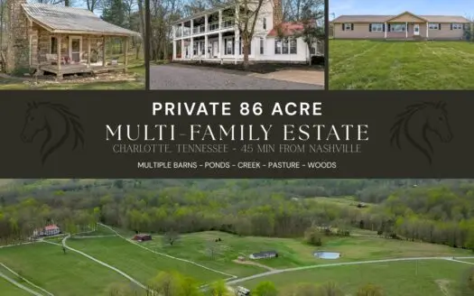 Middle TN Estate for Sale: Two Homes, Log Cabin, Acreage, Hunting