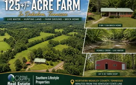 West Tennessee Farm for Sale w/ Home, Live Water & Hunting Land