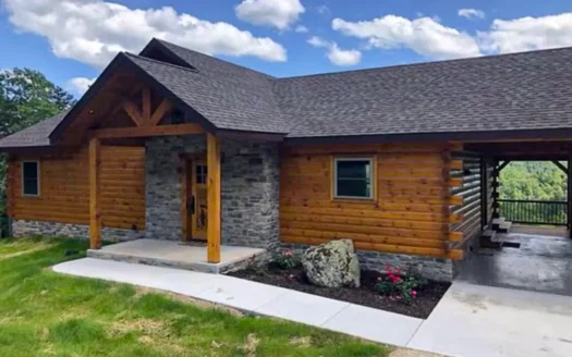 Large Custom Log Home Overlooking The Ozarks For Sale