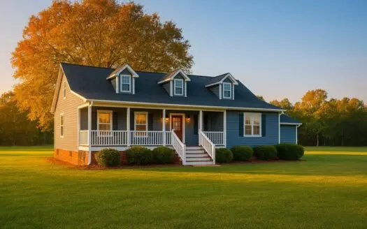 5.1 Acres with a stocked pond , Near town but in the country