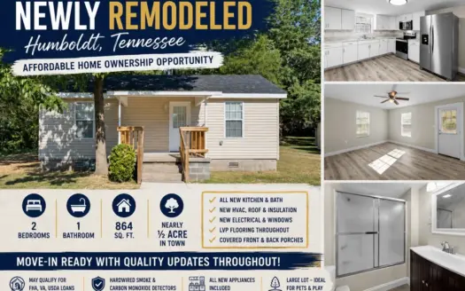 Newly Remodeled Home for Sale in Humboldt, Tennessee