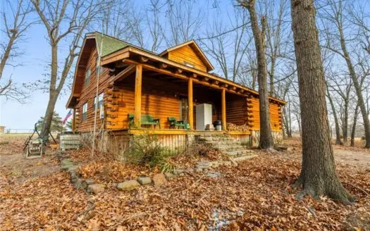 Log Home Cabin with Acreage/Barn/Shop/Pond For Sale Boone Co