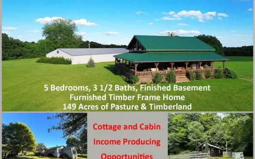 Timber Frame Home on 149+/- Ac. – Cottage – Cabin – Liberty, KY.