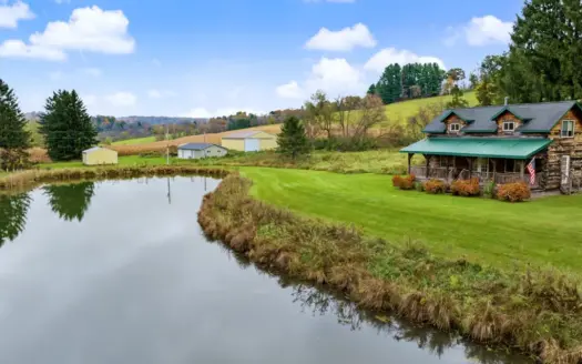 95.02-Acre Premier Whitetail Hunting Estate with Log Cabin, Pond