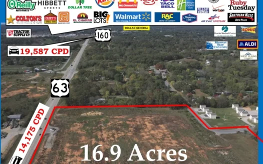 Commercial Land with 950′ of  Hwy Frontage, West Plains MO