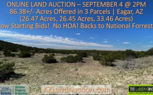 Bigelow Estate Land Auction 86.38 Acres In 3 Parcels (Eagar, Az)