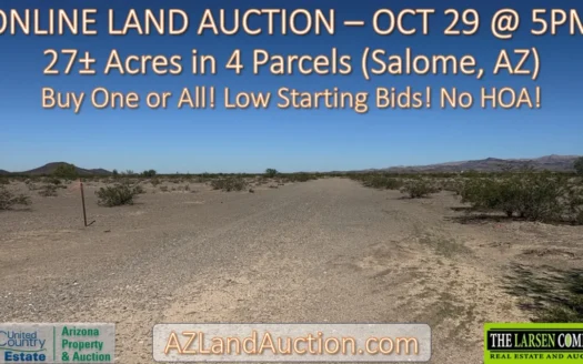 Online Land Auction – 27± Acres in 4 Parcels, Salome AZ