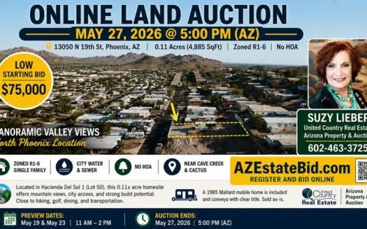 Online Auction Phoenix Homesite with City and Mountain Views