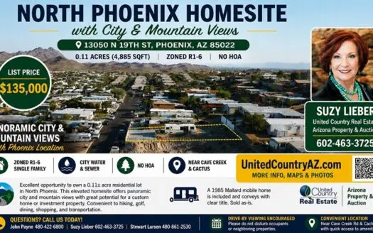 Phoenix Homesite With City And Mountain Views, No Hoa!