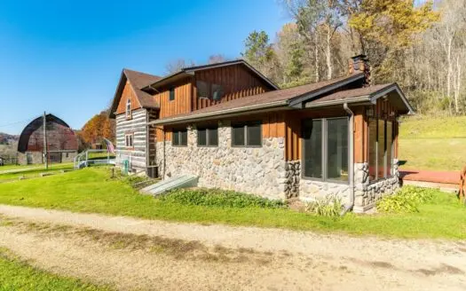 Log Home on 107 Acres for Sale in Wi Hunting, Tillable, Open