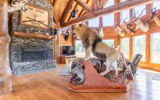 High Fence Hunting Ranch with Log Lodge