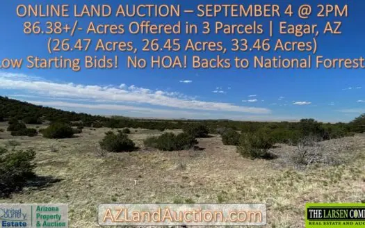 Bigelow Estate Land Auction 86.38 Acres In 3 Parcels (Eagar, Az)