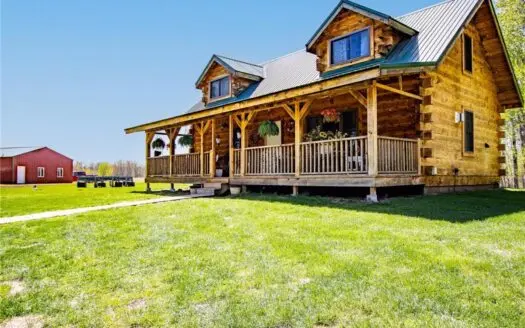 Meticulously built Amish Log home on 60 acres!