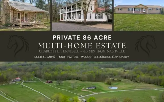 Middle TN Estate for Sale: Two Homes, Log Cabin, Acreage, Hunting