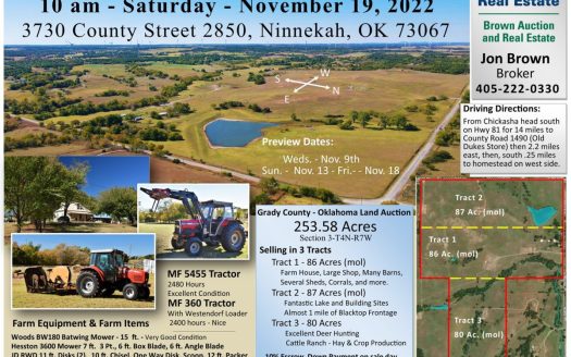 ranches for sale listing image for Dearl Teel Estate Auction - Grady County Oklahoma Land