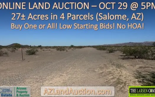 Online Land Auction – 27± Acres in 4 Parcels, Salome AZ