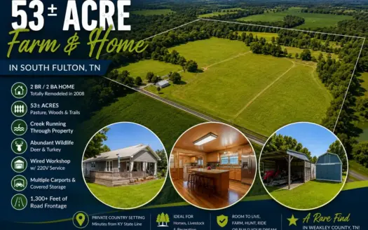 Large Farm with Country Home for Sale in Weakley County, TN