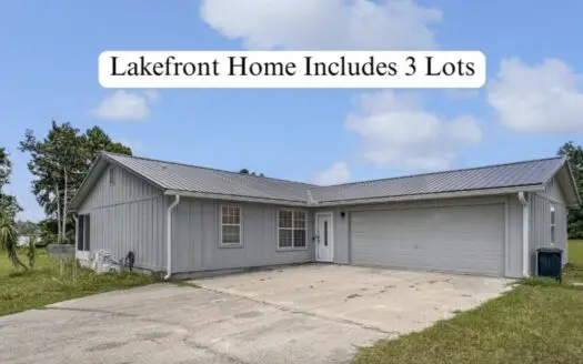 Lakefront Home on 3 Lots For Sale in Jennings, Florida!